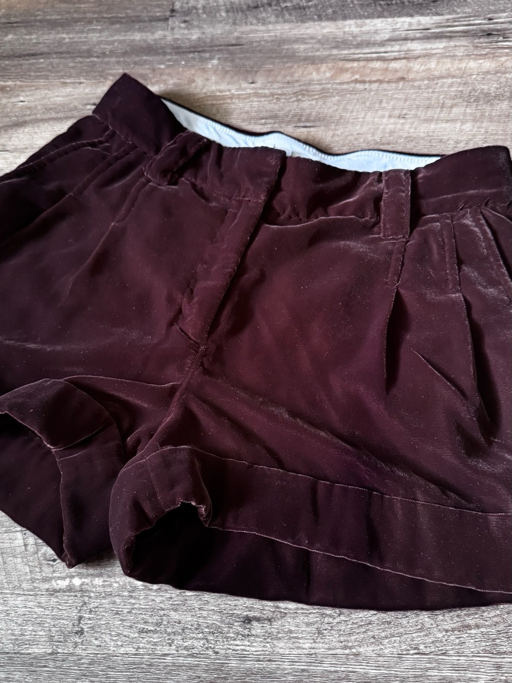 Fossil velvet deep burgundy shorts